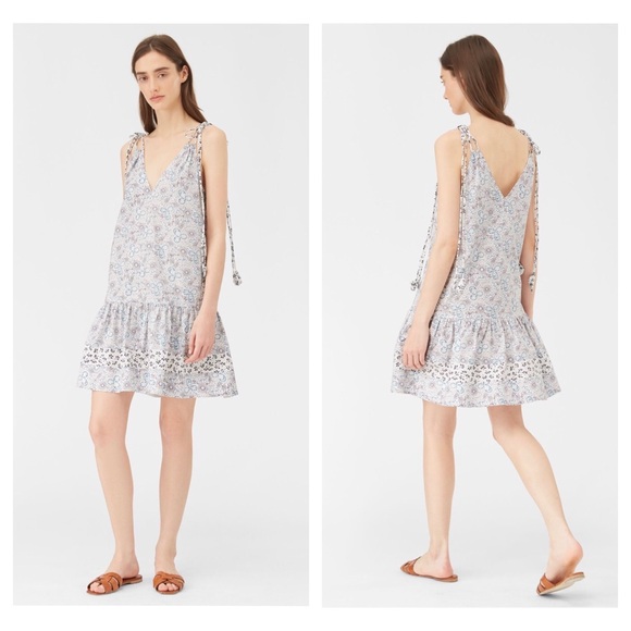 Rebecca Taylor Dresses & Skirts - Rebecca Taylor Blue and White Cactus Fleur Tie Strap Mini Sun Dress